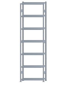 Fachbodenregal Stecksystem, Grundregal, beidseitig nutzbar, H3500xB1000xT300, 7 Fachböden, Fachlast 250kg, sendzimirverzinkt
