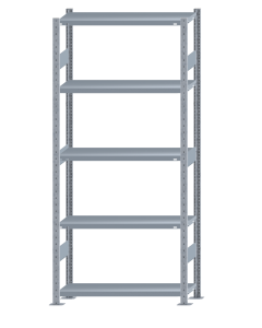 Fachbodenregal Stecksystem, Grundregal, beidseitig nutzbar, H2300xB1000xT300, 5 Fachböden, Fachlast 330kg, sendzimirverzinkt