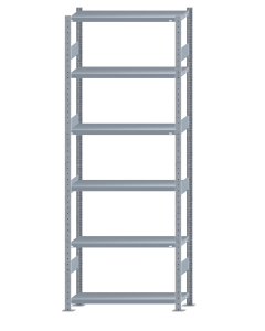 Fachbodenregal Stecksystem, Grundregal, beidseitig nutzbar, H2750xB1000xT300, 6 Fachböden, Fachlast 330kg, sendzimirverzinkt