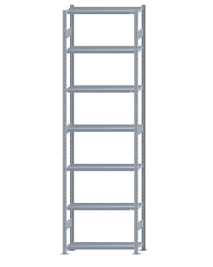 Fachbodenregal Stecksystem, Grundregal, beidseitig nutzbar, H3500xB1000xT300, 7 Fachböden, Fachlast 330kg, sendzimirverzinkt