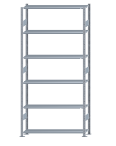 Fachbodenregal Stecksystem, Grundregal, beidseitig nutzbar, H2750xB1300xT300, 6 Fachböden, Fachlast 150kg, sendzimirverzinkt