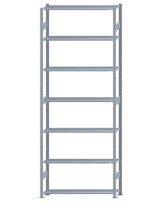 Fachbodenregal Stecksystem, Grundregal, beidseitig nutzbar, H3500xB1300xT300, 7 Fachböden, Fachlast 150kg, sendzimirverzinkt