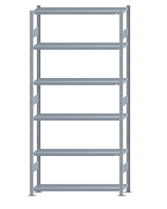 Fachbodenregal Stecksystem, Grundregal, beidseitig nutzbar, H2750xB1300xT300, 6 Fachböden, Fachlast 250kg, sendzimirverzinkt
