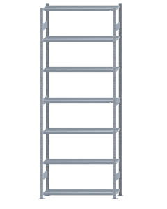 Fachbodenregal Stecksystem, Grundregal, beidseitig nutzbar, H3500xB1300xT300, 7 Fachböden, Fachlast 250kg, sendzimirverzinkt