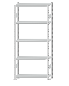 Fachbodenregal Stecksystem, Grundregal, beidseitig nutzbar, H2300xB1000xT300, 5 Fachböden, Fachlast 250kg, RAL 7035 lichtgrau