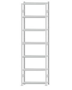 Fachbodenregal Stecksystem, Grundregal, beidseitig nutzbar, H3500xB1000xT300, 7 Fachböden, Fachlast 250kg, RAL 7035 lichtgrau