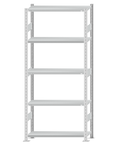 Fachbodenregal Stecksystem, Grundregal, beidseitig nutzbar, H2300xB1000xT300, 5 Fachböden, Fachlast 330kg, RAL 7035 lichtgrau