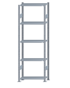 Fachbodenregal Stecksystem, Grundregal, beidseitig nutzbar, H2300xB750xT350, 5 Fachböden, Fachlast 85kg, sendzimirverzinkt
