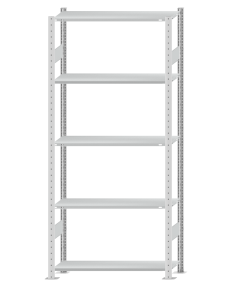 Fachbodenregal Stecksystem, Grundregal, beidseitig nutzbar, H2300xB1000xT350, 5 Fachböden, Fachlast 85kg, RAL 7035 lichtgrau