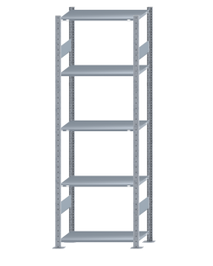 Fachbodenregal Stecksystem, Grundregal, beidseitig nutzbar, H2300xB750xT400, 5 Fachböden, Fachlast 150kg, sendzimirverzinkt