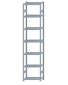 Fachbodenregal Stecksystem, Grundregal, beidseitig nutzbar, H3500xB750xT400, 7 Fachböden, Fachlast 250kg, sendzimirverzinkt