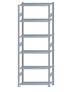 Fachbodenregal Stecksystem, Grundregal, beidseitig nutzbar, H2750xB1000xT400, 6 Fachböden, Fachlast 85kg, sendzimirverzinkt