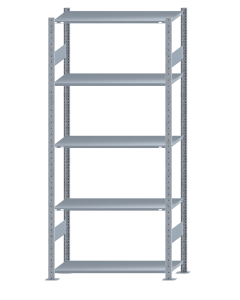 Fachbodenregal Stecksystem, Grundregal, beidseitig nutzbar, H2300xB1000xT400, 5 Fachböden, Fachlast 150kg, sendzimirverzinkt