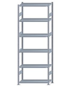 Fachbodenregal Stecksystem, Grundregal, beidseitig nutzbar, H2750xB1000xT400, 6 Fachböden, Fachlast 330kg, sendzimirverzinkt