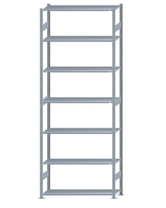 Fachbodenregal Stecksystem, Grundregal, beidseitig nutzbar, H3500xB1300xT400, 7 Fachböden, Fachlast 150kg, sendzimirverzinkt