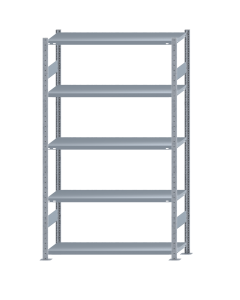 Fachbodenregal Stecksystem, Grundregal, beidseitig nutzbar, H2300xB1300xT400, 5 Fachböden, Fachlast 250kg, sendzimirverzinkt