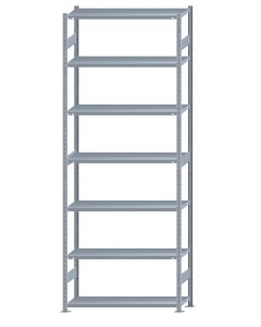 Fachbodenregal Stecksystem, Grundregal, beidseitig nutzbar, H3500xB1300xT400, 7 Fachböden, Fachlast 250kg, sendzimirverzinkt