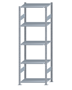 Fachbodenregal Stecksystem, Grundregal, beidseitig nutzbar, H2300xB750xT500, 5 Fachböden, Fachlast 150kg, sendzimirverzinkt