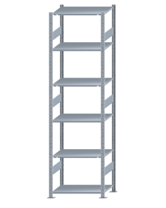 Fachbodenregal Stecksystem, Grundregal, beidseitig nutzbar, H2750xB750xT500, 6 Fachböden, Fachlast 150kg, sendzimirverzinkt