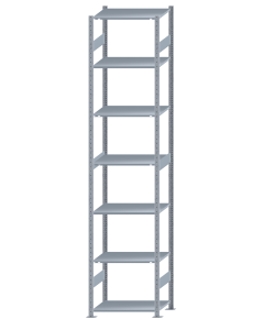 Fachbodenregal Stecksystem, Grundregal, beidseitig nutzbar, H3500xB750xT500, 7 Fachböden, Fachlast 150kg, sendzimirverzinkt