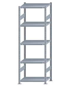 Fachbodenregal Stecksystem, Grundregal, beidseitig nutzbar, H2300xB750xT500, 5 Fachböden, Fachlast 250kg, sendzimirverzinkt