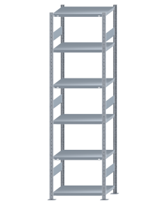 Fachbodenregal Stecksystem, Grundregal, beidseitig nutzbar, H2750xB750xT500, 6 Fachböden, Fachlast 250kg, sendzimirverzinkt