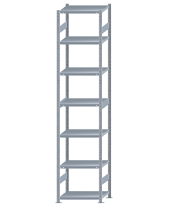 Fachbodenregal Stecksystem, Grundregal, beidseitig nutzbar, H3500xB750xT500, 7 Fachböden, Fachlast 250kg, sendzimirverzinkt