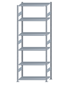 Fachbodenregal Stecksystem, Grundregal, beidseitig nutzbar, H2750xB1000xT500, 6 Fachböden, Fachlast 85kg, sendzimirverzinkt