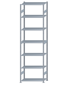 Fachbodenregal Stecksystem, Grundregal, beidseitig nutzbar, H3500xB1000xT500, 7 Fachböden, Fachlast 85kg, sendzimirverzinkt
