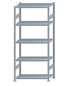Fachbodenregal Stecksystem, Grundregal, beidseitig nutzbar, H2300xB1000xT500, 5 Fachböden, Fachlast 250kg, sendzimirverzinkt
