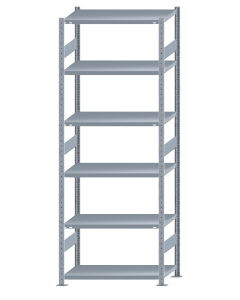 Fachbodenregal Stecksystem, Grundregal, beidseitig nutzbar, H2750xB1000xT500, 6 Fachböden, Fachlast 250kg, sendzimirverzinkt