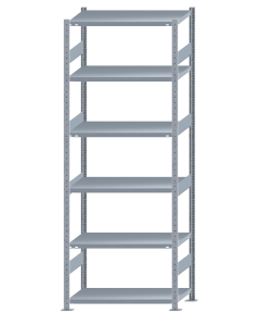 Fachbodenregal Stecksystem, Grundregal, beidseitig nutzbar, H2750xB1000xT500, 6 Fachböden, Fachlast 330kg, sendzimirverzinkt