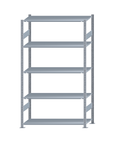 Fachbodenregal Stecksystem, Grundregal, beidseitig nutzbar, H2300xB1300xT500, 5 Fachböden, Fachlast 150kg, sendzimirverzinkt