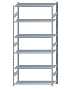 Fachbodenregal Stecksystem, Grundregal, beidseitig nutzbar, H2750xB1300xT500, 6 Fachböden, Fachlast 150kg, sendzimirverzinkt