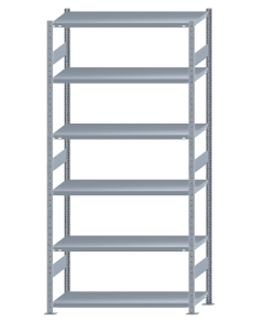 Fachbodenregal Stecksystem, Grundregal, beidseitig nutzbar, H2750xB1300xT500, 6 Fachböden, Fachlast 250kg, sendzimirverzinkt