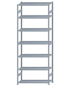 Fachbodenregal Stecksystem, Grundregal, beidseitig nutzbar, H3500xB1300xT500, 7 Fachböden, Fachlast 250kg, sendzimirverzinkt