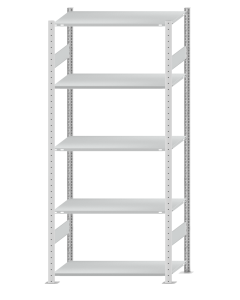 Fachbodenregal Stecksystem, Grundregal, beidseitig nutzbar, H2300xB1000xT500, 5 Fachböden, Fachlast 150kg, RAL 7035 lichtgrau