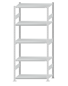 Fachbodenregal Stecksystem, Grundregal, beidseitig nutzbar, H2300xB1000xT500, 5 Fachböden, Fachlast 330kg, RAL 7035 lichtgrau