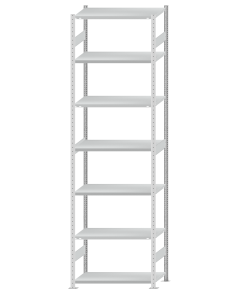 Fachbodenregal Stecksystem, Grundregal, beidseitig nutzbar, H3500xB1000xT500, 7 Fachböden, Fachlast 330kg, RAL 7035 lichtgrau