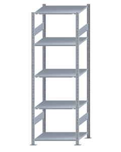 Fachbodenregal Stecksystem, Grundregal, beidseitig nutzbar, H2300xB750xT600, 5 Fachböden, Fachlast 150kg, sendzimirverzinkt