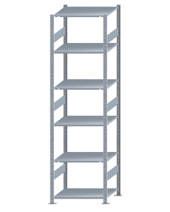 Fachbodenregal Stecksystem, Grundregal, beidseitig nutzbar, H2750xB750xT600, 6 Fachböden, Fachlast 150kg, sendzimirverzinkt