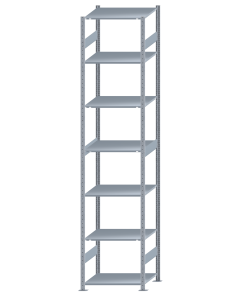Fachbodenregal Stecksystem, Grundregal, beidseitig nutzbar, H3500xB750xT600, 7 Fachböden, Fachlast 150kg, sendzimirverzinkt
