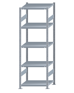 Fachbodenregal Stecksystem, Grundregal, beidseitig nutzbar, H2300xB750xT600, 5 Fachböden, Fachlast 250kg, sendzimirverzinkt