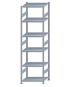 Fachbodenregal Stecksystem, Grundregal, beidseitig nutzbar, H2750xB750xT600, 6 Fachböden, Fachlast 250kg, sendzimirverzinkt