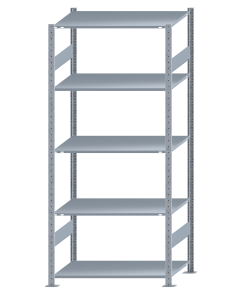 Fachbodenregal Stecksystem, Grundregal, beidseitig nutzbar, H2300xB1000xT600, 5 Fachböden, Fachlast 85kg, sendzimirverzinkt