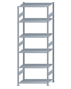 Fachbodenregal Stecksystem, Grundregal, beidseitig nutzbar, H2750xB1000xT600, 6 Fachböden, Fachlast 85kg, sendzimirverzinkt
