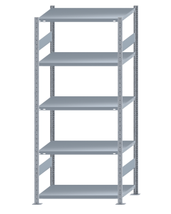 Fachbodenregal Stecksystem, Grundregal, beidseitig nutzbar, H2300xB1000xT600, 5 Fachböden, Fachlast 250kg, sendzimirverzinkt