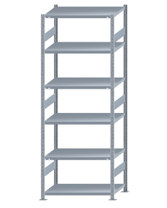 Fachbodenregal Stecksystem, Grundregal, beidseitig nutzbar, H2750xB1000xT600, 6 Fachböden, Fachlast 250kg, sendzimirverzinkt