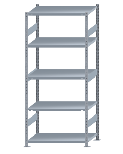 Fachbodenregal Stecksystem, Grundregal, beidseitig nutzbar, H2300xB1000xT600, 5 Fachböden, Fachlast 330kg, sendzimirverzinkt