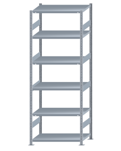 Fachbodenregal Stecksystem, Grundregal, beidseitig nutzbar, H2750xB1000xT600, 6 Fachböden, Fachlast 330kg, sendzimirverzinkt